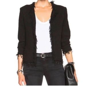 IRO Shavani Fringe Blazer Jacket in Black, Size 38